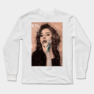 Girl with curly hair portrait Long Sleeve T-Shirt